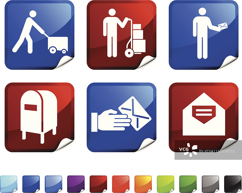 邮件递送免版税矢量图标贴纸套装图片素材