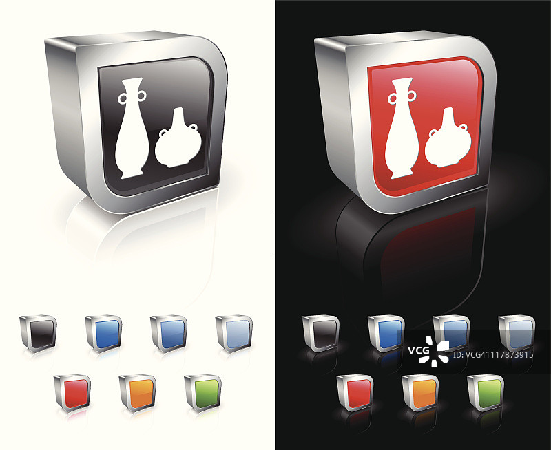 非洲陶器2.5D免版税矢量艺术图片素材