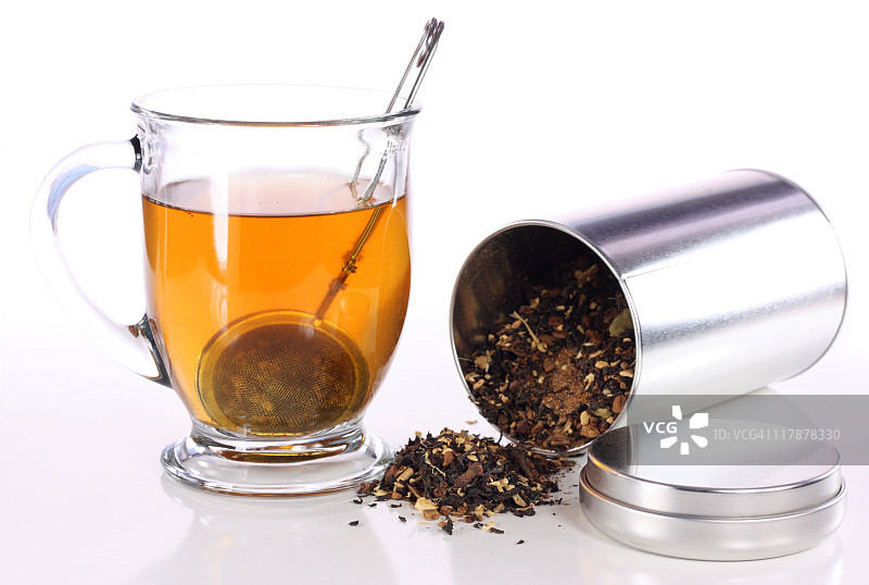 草药茶与草药罐特写图片素材