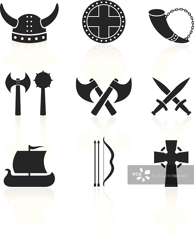维京黑白免版税矢量图标集图片素材