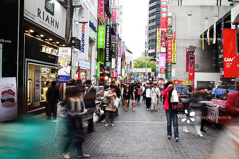 韩国图片，首尔明洞市中心图片素材