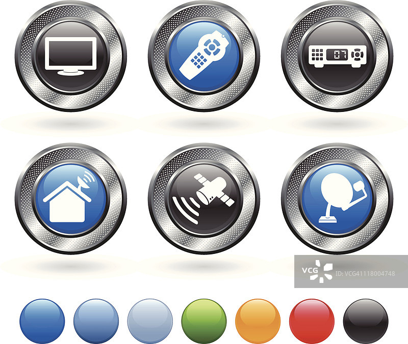 数字有线卫星电视免版税矢量图标集图片素材