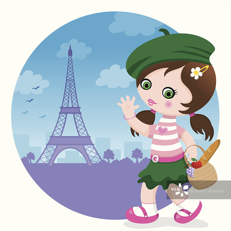 巴黎可爱女孩图片素材