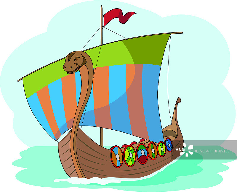 维京龙头战舰图片素材