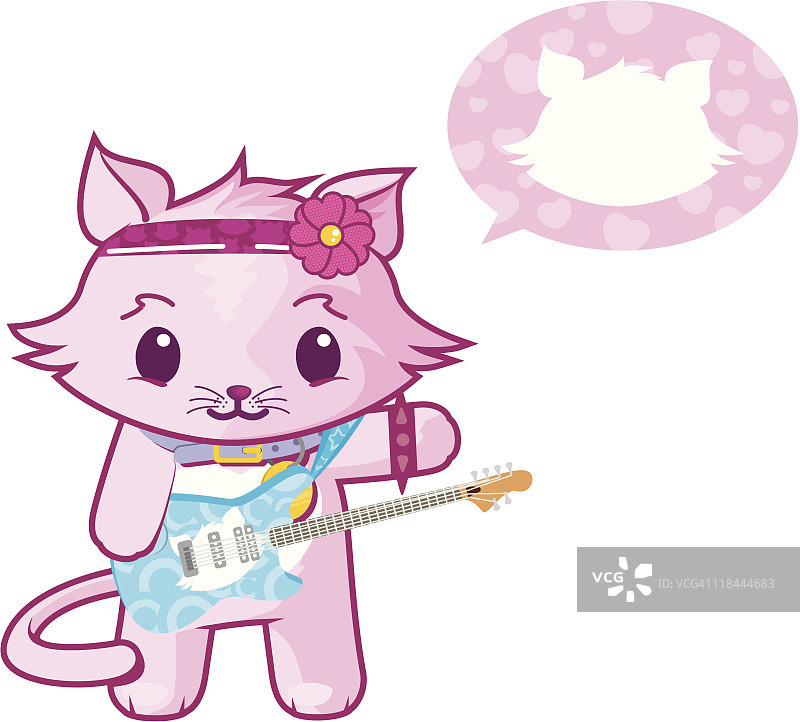 可爱的猫咪在弹吉他图片素材