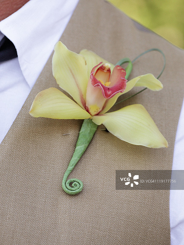 新郎胸花的特写图片素材