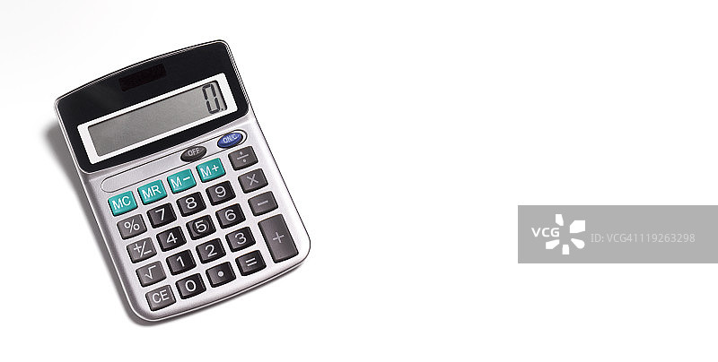 带有复制空间的白色背景上的计算器图片素材
