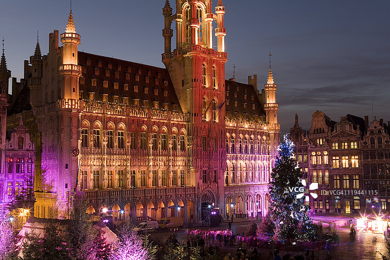 圣诞灯饰，布鲁塞尔大广场，比利时图片素材