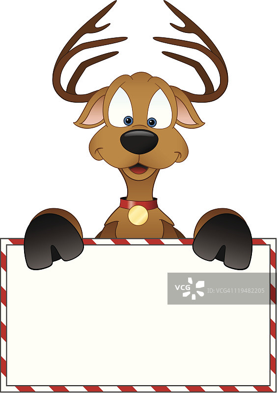 手持拐杖糖标志的圣诞驯鹿图片素材