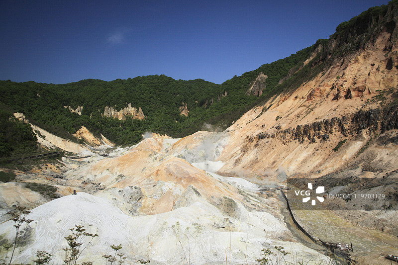 日本北海道登别温泉地狱谷图片素材