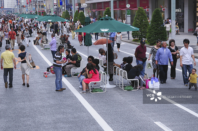 日本东京都中央区银座的步行区图片素材