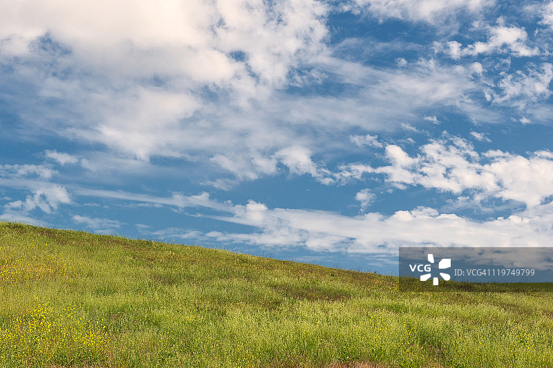 春日多云的田野图片素材