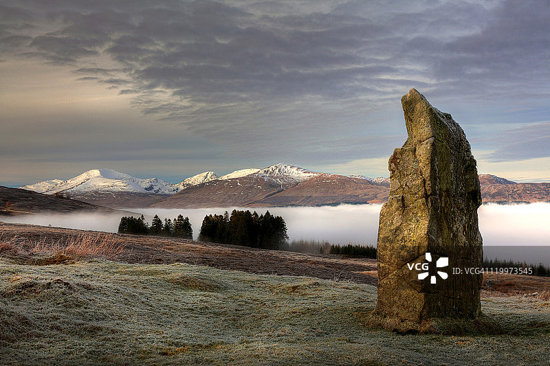苏格兰高地冬季的立石景观图片素材