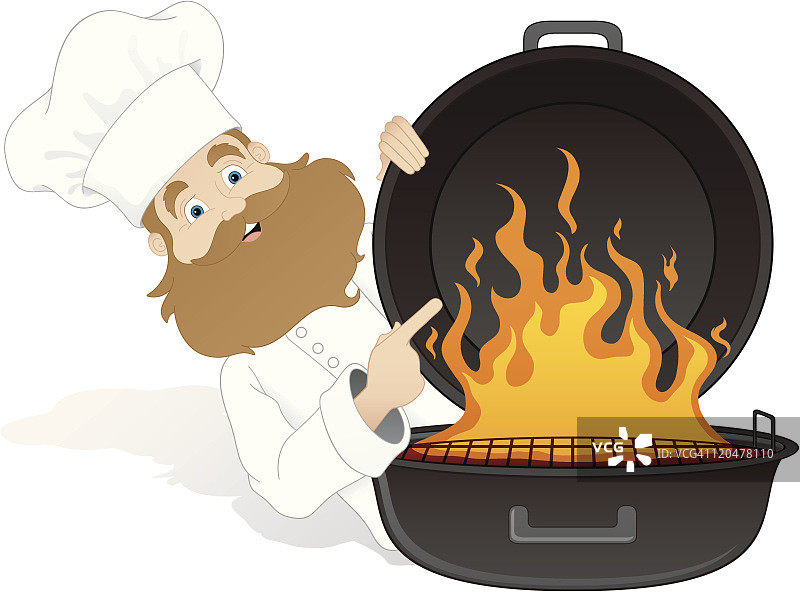 厨师与烤架图片素材