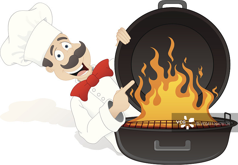 厨师与烤架图片素材