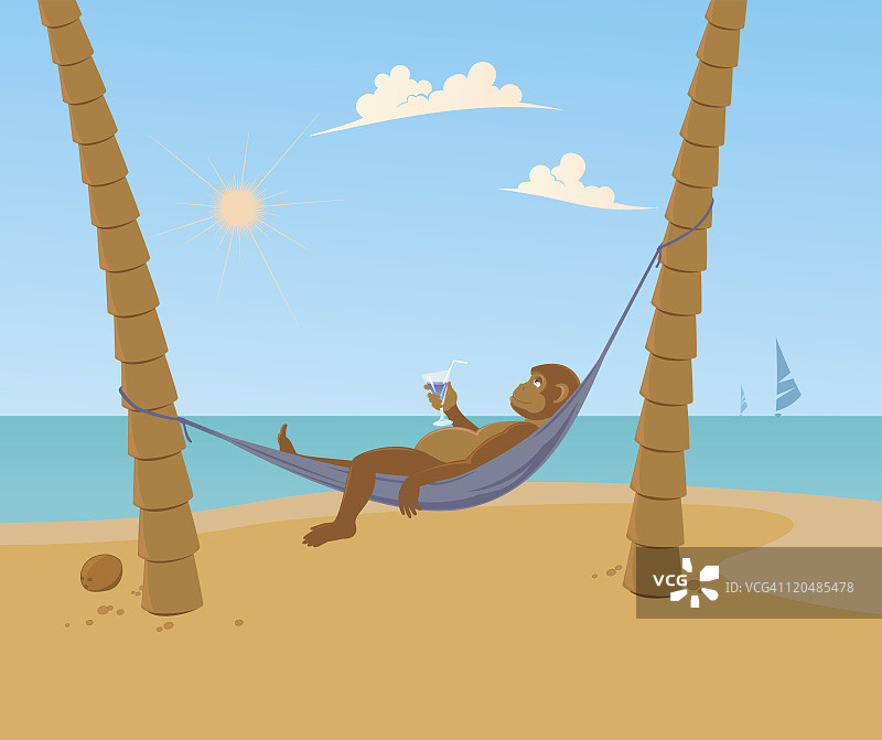 猴子海滩图片素材