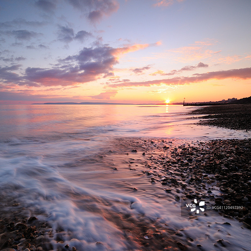 博斯科姆海滩日落图片素材