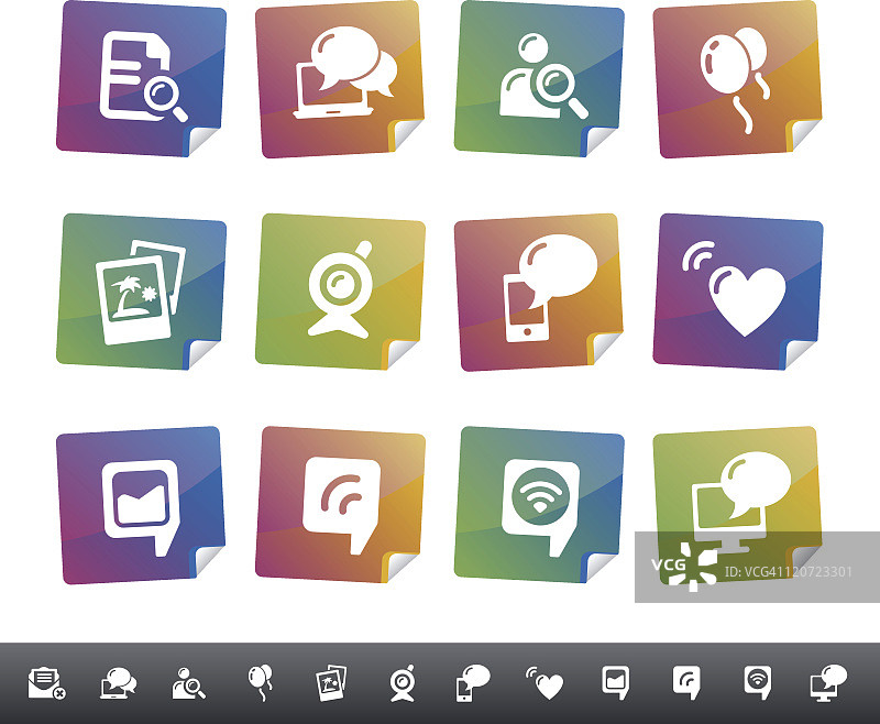 社交网络图标彩色贴纸图片素材