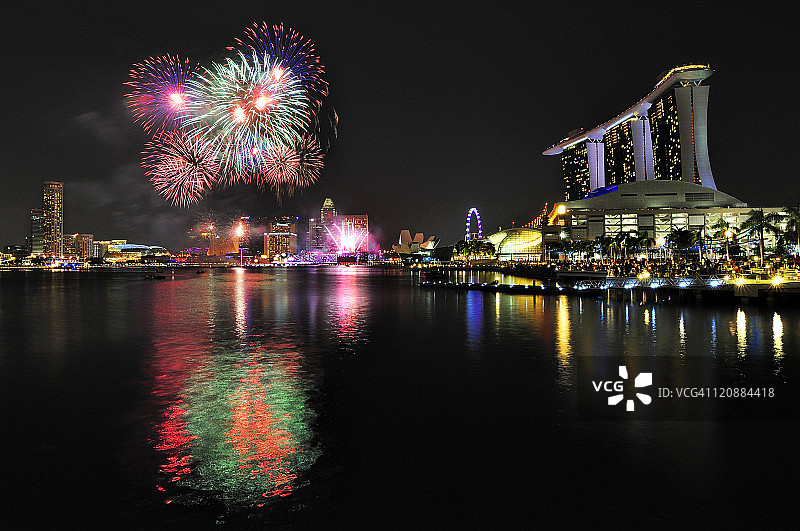 新加坡国庆日烟花图片素材