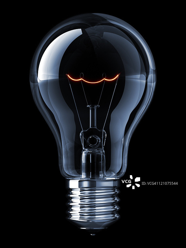 黑色背景上的灯泡图片素材