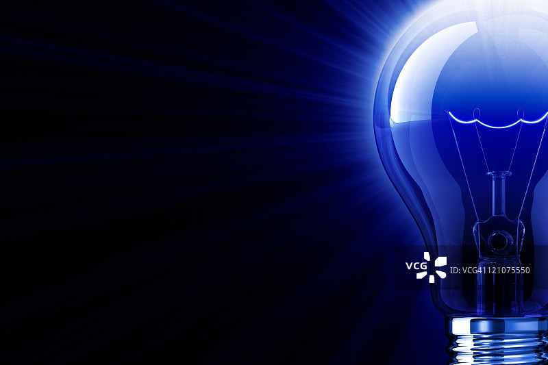 灯泡的蓝色光芒图片素材