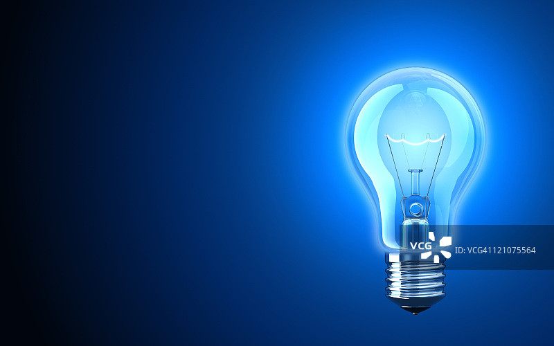 发出蓝光的灯泡图片素材