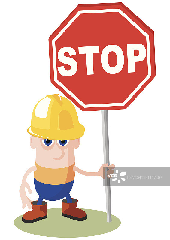 拿着停车标志的男人图片素材