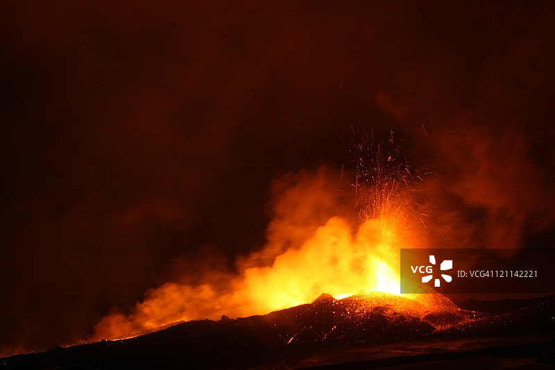 冰岛菲姆沃尔兹哈尔斯火山喷发图片素材
