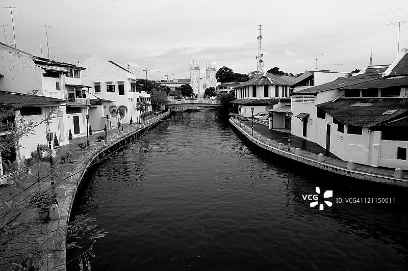 马六甲市的马六甲河图片素材