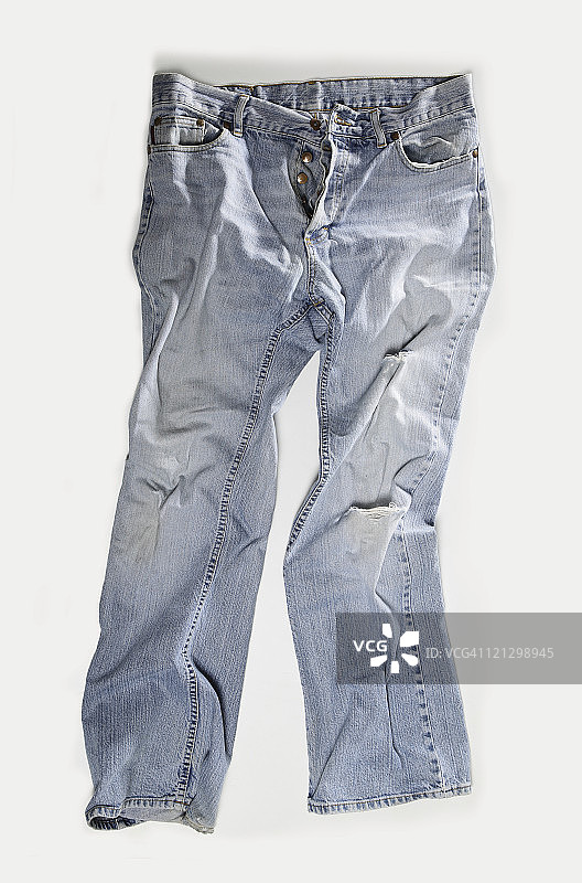 复古蓝色牛仔裤图片素材