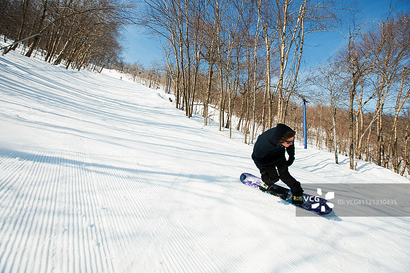 年轻男人单板滑雪图片素材