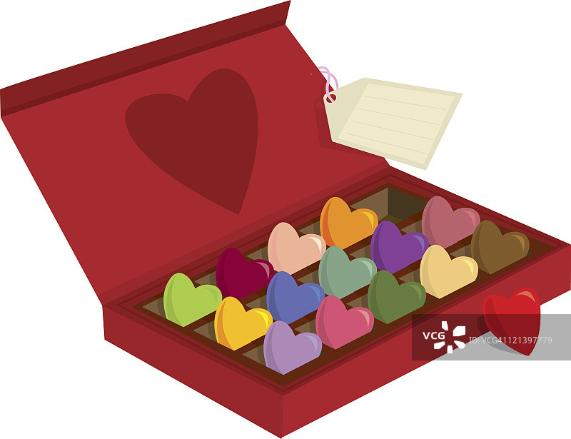 红色盒子心形图案巧克力图片素材