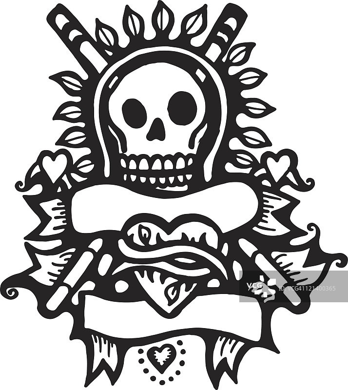 带旗帜的骷髅图片素材