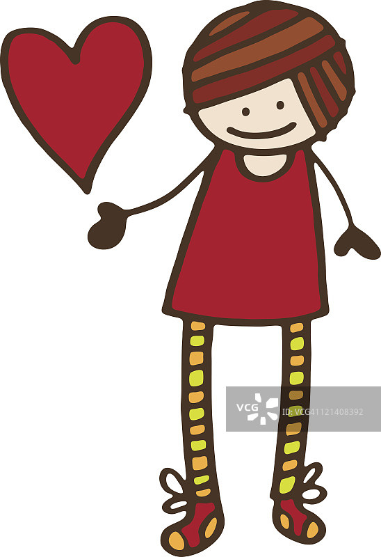 手捧红色爱心的女孩图片素材