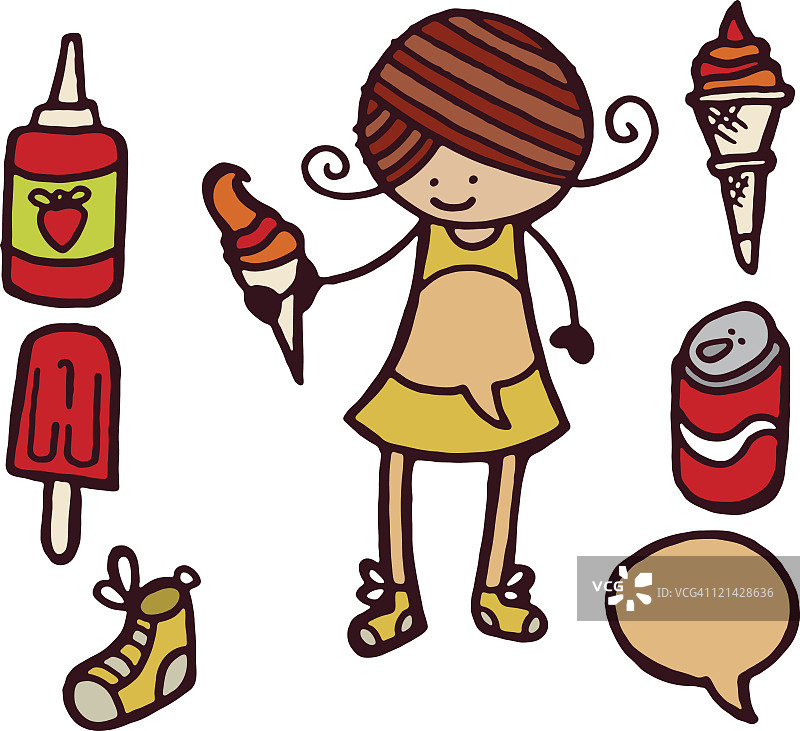 吃冰淇淋的女孩图片素材