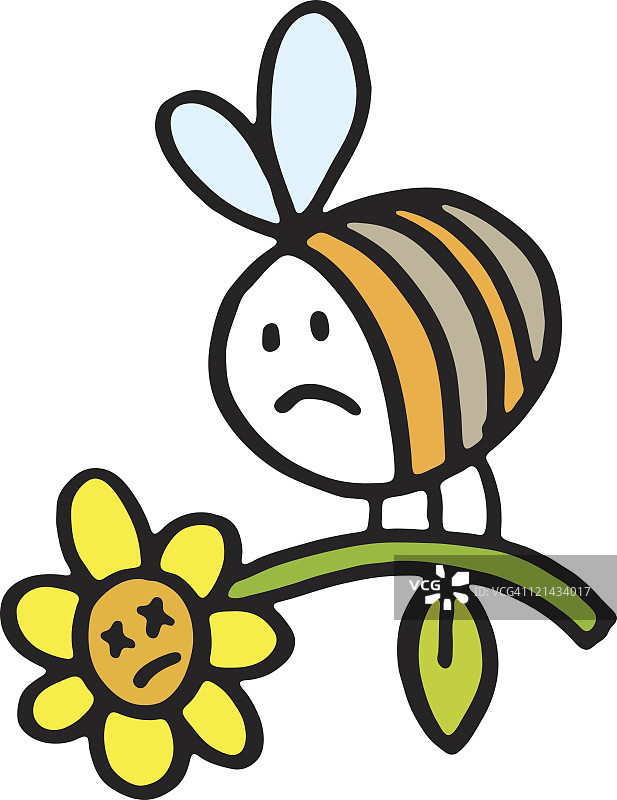 悲伤的蜜蜂 carrying a dead flower图片素材
