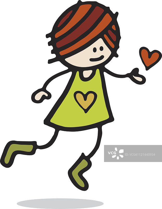 跳跃的爱心女孩图片素材