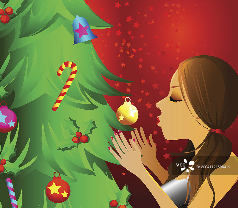 我爱我的圣诞树！图片素材