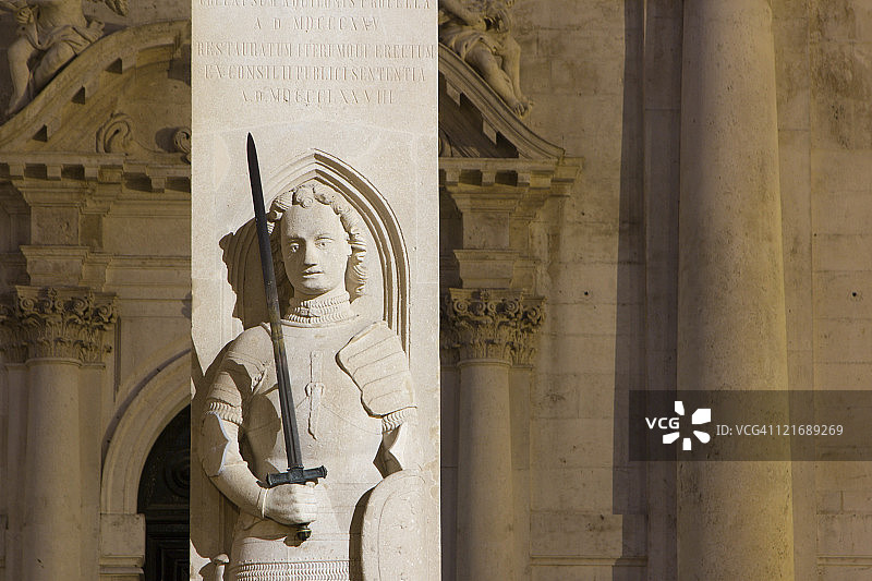 克罗地亚杜布罗夫尼克的奥兰多石柱图片素材