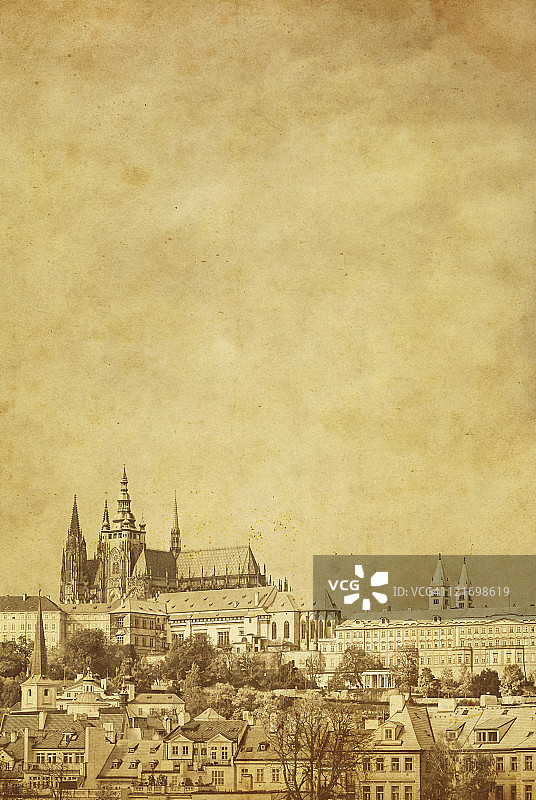 布拉格城堡的复古照片图片素材