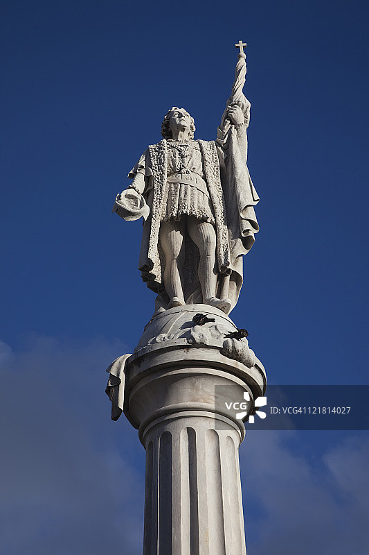 波多黎各圣胡安哥伦布广场的克里斯托弗·哥伦布雕像图片素材