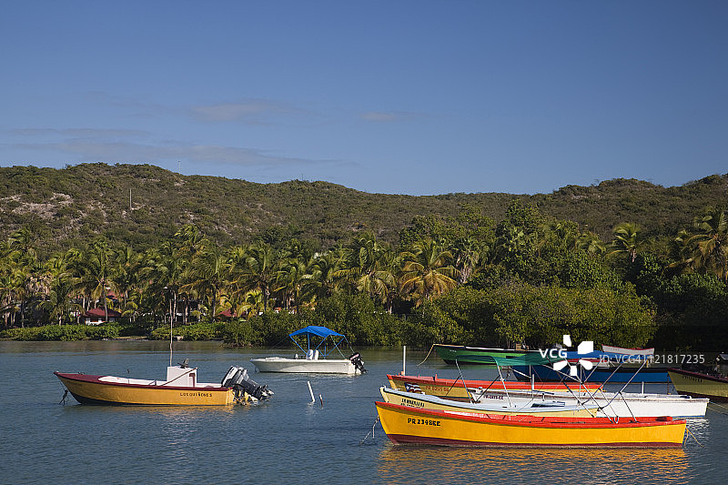 船只，巴伊亚德拉巴雷纳，瓜尼卡，波多黎各，2009年12月图片素材