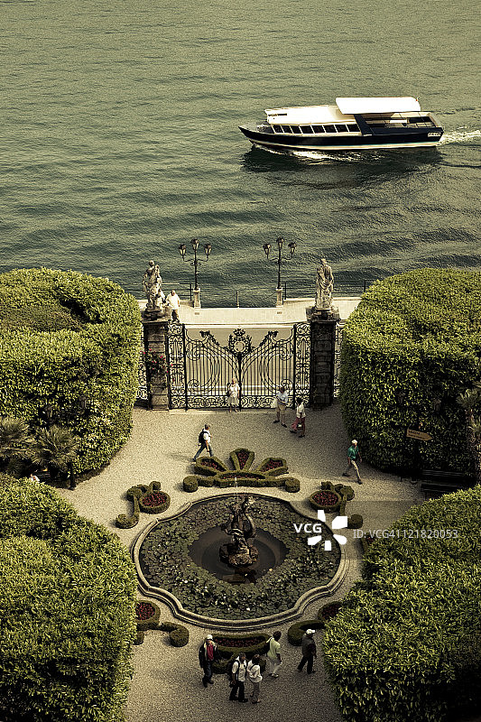 卡洛塔别墅喷泉，特雷梅佐，科莫湖，湖区，米兰，伦巴第，意大利图片素材