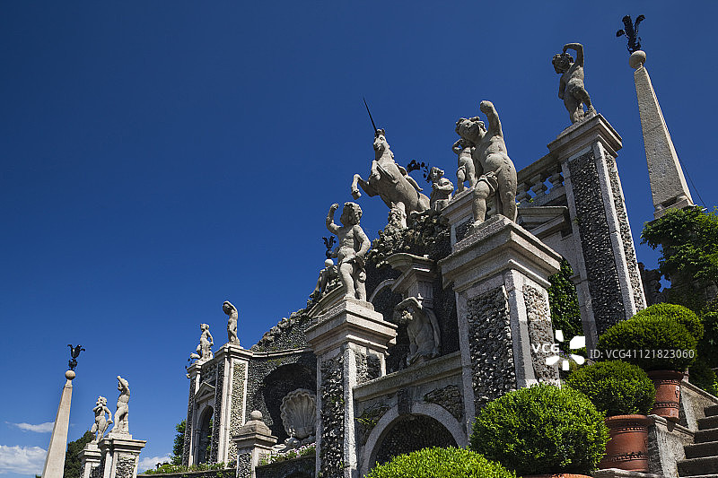 博罗梅奥宫阶梯花园，贝拉岛，博罗梅安群岛，斯特雷萨，马焦雷湖，意大利皮埃蒙特图片素材