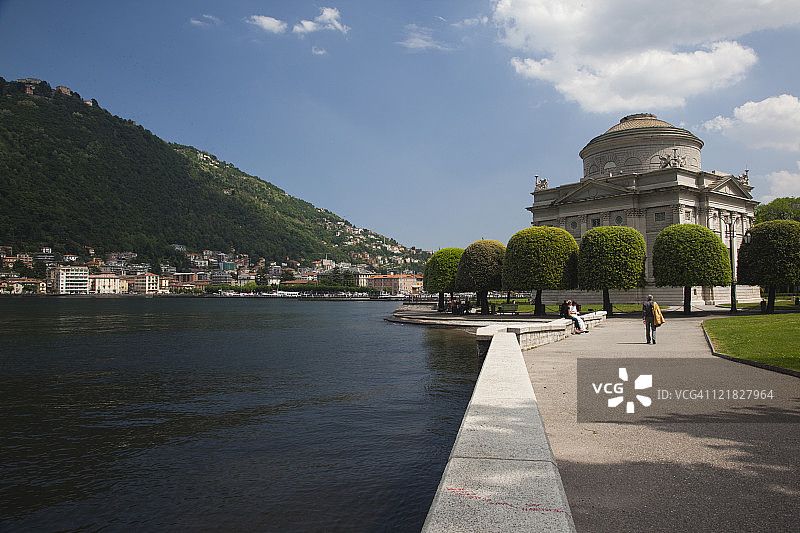 科摩出生的亚历山德罗·伏打博物馆，伏打神庙，科摩，科摩湖，湖区，米兰，伦巴第，意大利图片素材