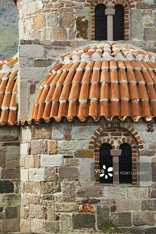 莱斯沃斯岛，菲利亚，米尔西尼奥蒂斯圣母教堂，利莫诺斯图片素材