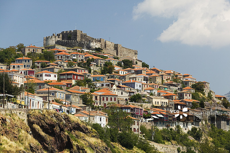 莱斯沃斯岛米蒂利尼的拜占庭-热那亚城堡图片素材