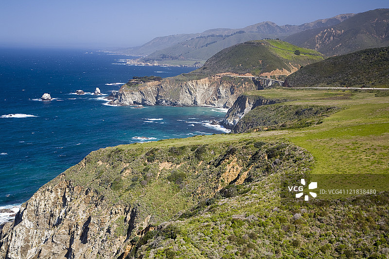 美国加州1号公路比格斯尔海滩太平洋海岸线图片素材