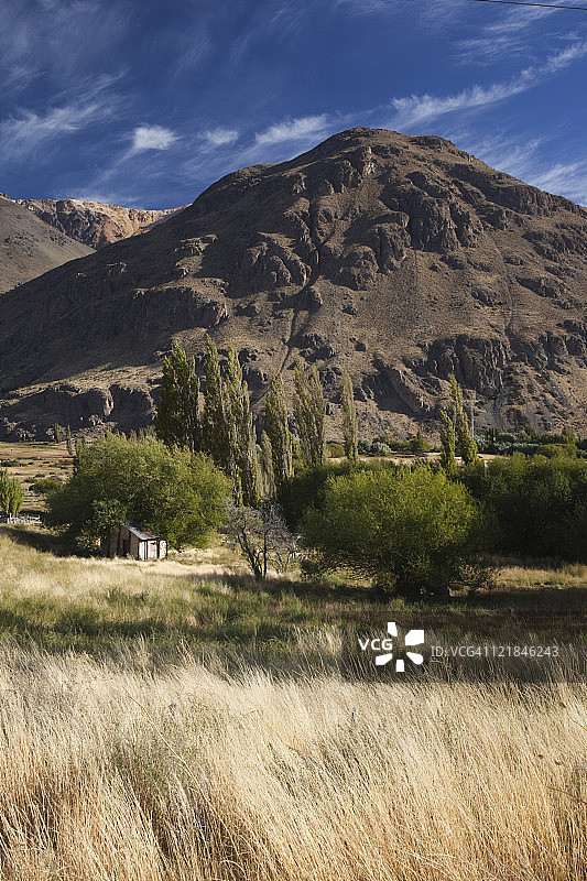 阿根廷巴塔哥尼亚丘布特省埃斯克尔附近的拉克鲁斯山景观图片素材