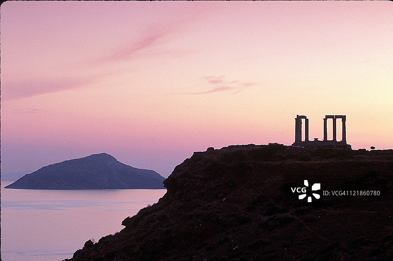 波塞冬神庙剪影，阿提卡，希腊图片素材
